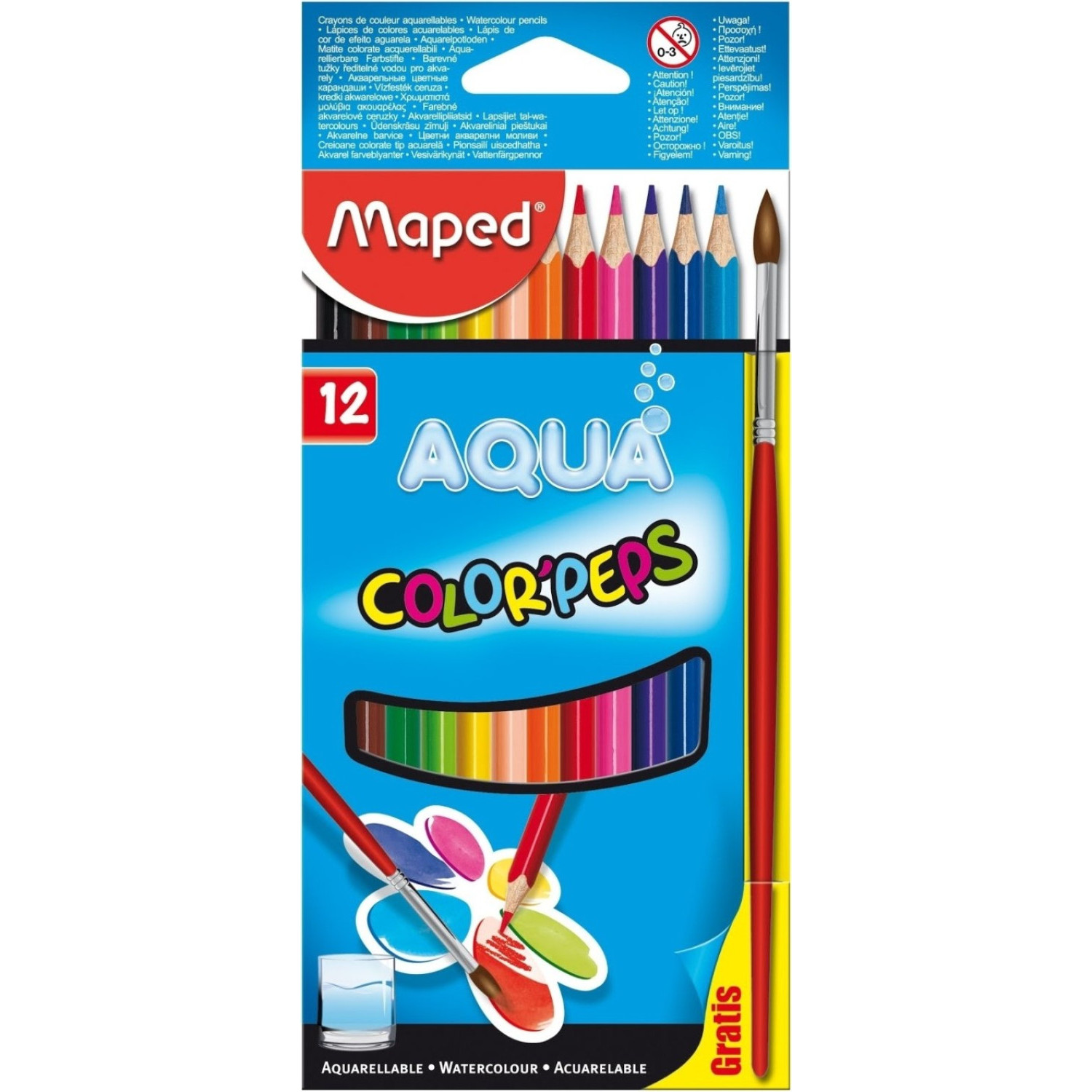 Цветни моливи Maped Color Peps, акварелни, 12 цвята