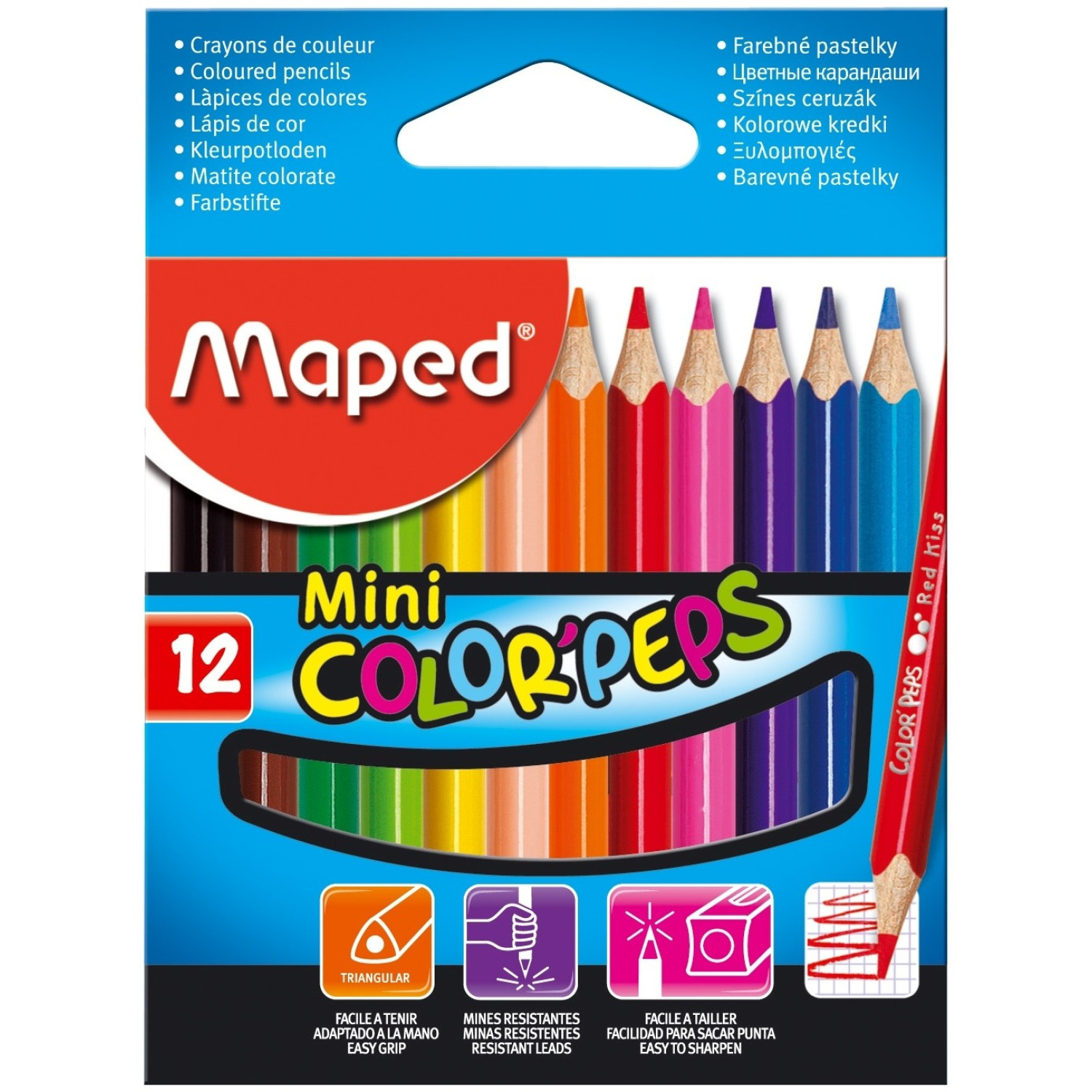 Цветни моливи Maped, къси, 12 цвята