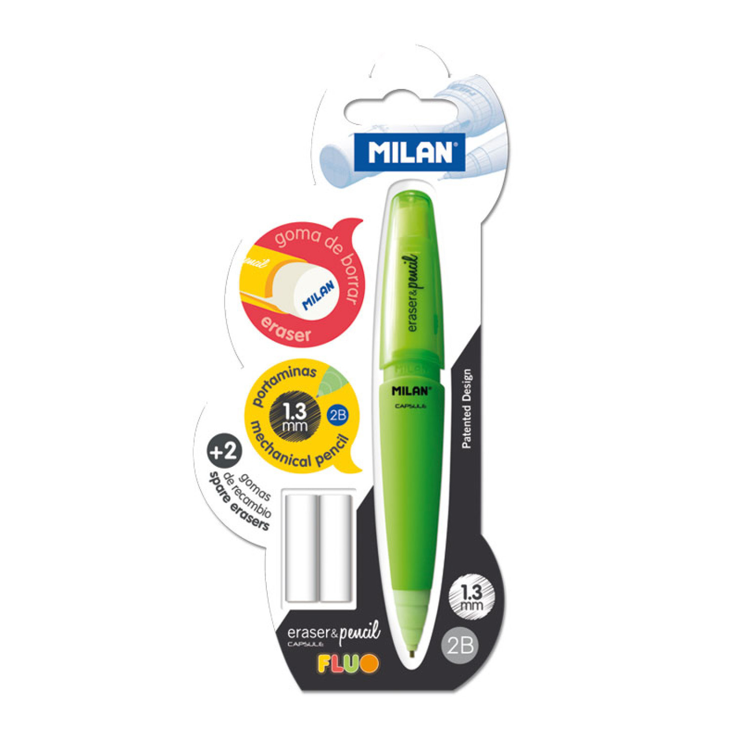 Автоматичен молив Milan Capsule Fluo+2 гуми, 1,3 мм
