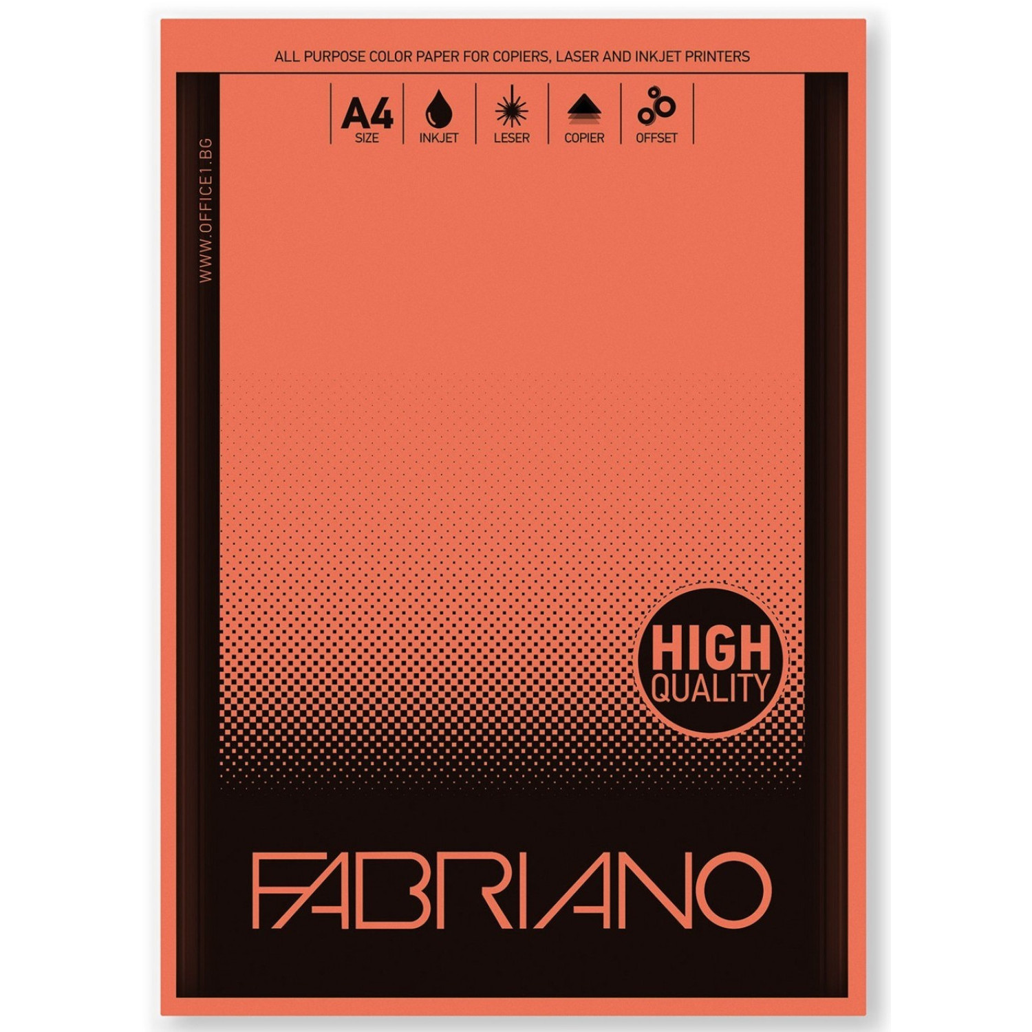 Цветна хартия Fabriano А4, 80 гр., портокал 50 листа