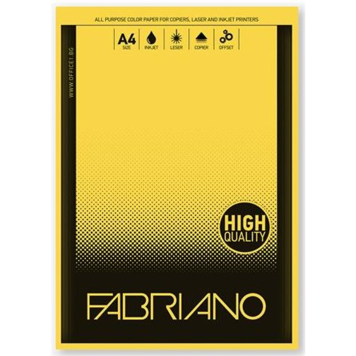 Цветна хартия Fabriano А4, 80 гр., жълта 50 листа