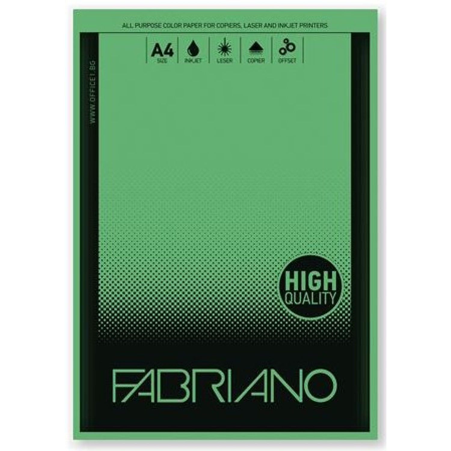 Цветна хартия Fabriano А4, 80 гр., зелена 50 листа