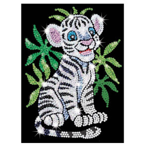 Изкуство с пайети - голям размер - Бяло тигърче, 0906