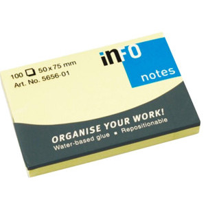 Самозалепващи листчета Info notes 100x75 мм, жълти
