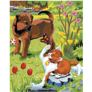 Рисуване по номера Куче и коте, с цветни моливи, 29.9х22.2, CPN3