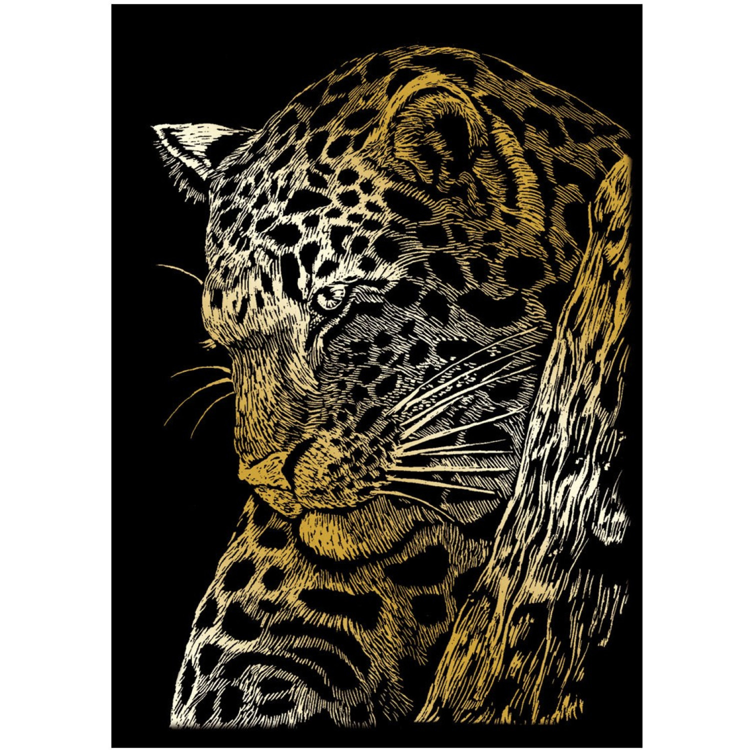 Гравиране на златна основа Леопард, 13х18 см., GOLMIN103