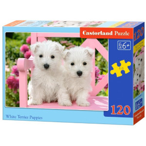 Пъзел Castorland White Terrier Puppies, 120 елемента, B-13494-1