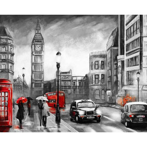 Рисуване по номера Дъжд в Лондон, с подрамка, 40х50 см.