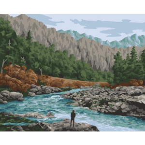 Рисуване по номера Планинска река, с подрамка, 40х50 см.
