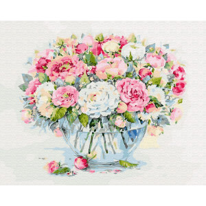 Рисуване по номера Цветя във ваза, с подрамка, 40х50 см.