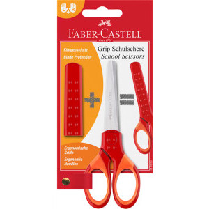 Ножица Faber-Castell с предпазител, червена
