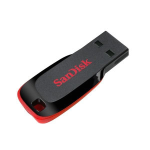 USB памет SanDisk Cruzer Blade, 128GB, USB 2.0, Черен/Червен