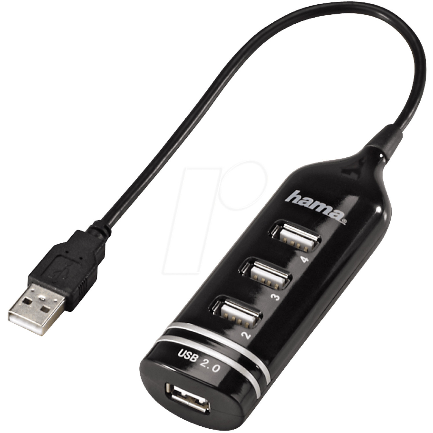 USB хъб HAMA, USB2.0, 1:4, Черен
