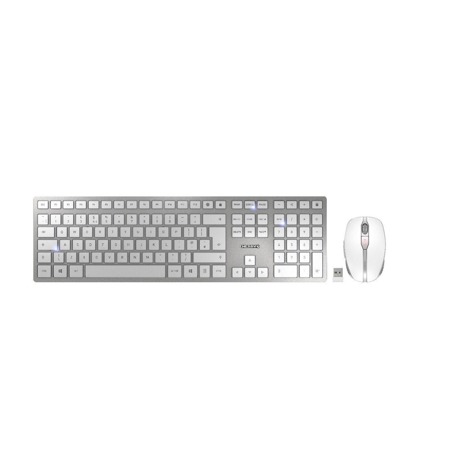 Kомплект безжична клавиатура с мишка CHERRY DW 9000 SLIM, Бял/Сребрист