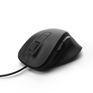 Оптична мишка HAMA MC-500, безшумна, USB, 800/1200/1600 dpi, 6 бутона, Черен, кабел 1.8 м