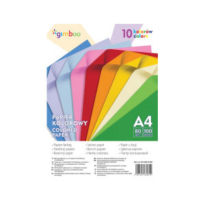 Цветна хартия Gimboo, А4, неон, 10 цвята, 100 листа