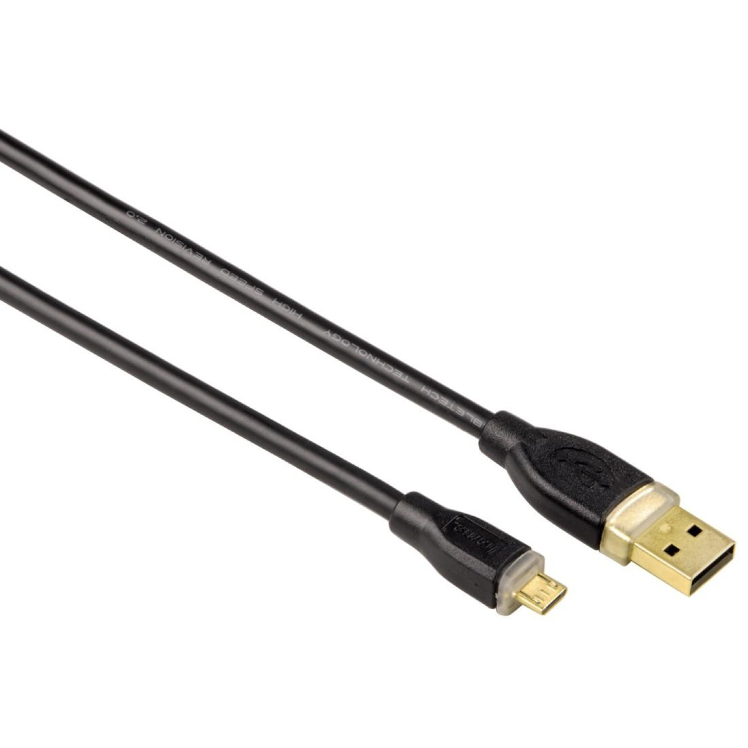Кабел HAMA USB 2.0 - micro USB, 1.8 м., Черен, позлатен, екраниран