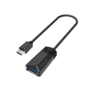 Адаптер HAMA USB-C мъжко - USB 3.2 Gen 1 A женско, 5Gbit/s, 0.15 м., Черен