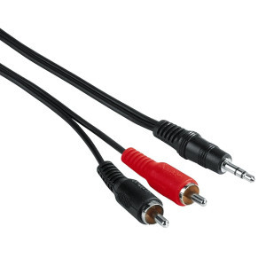 Аудио кабел HAMA 30455, 3,5 mm жак мъжко - 2 x Чинч мъжко, 2м, Черен