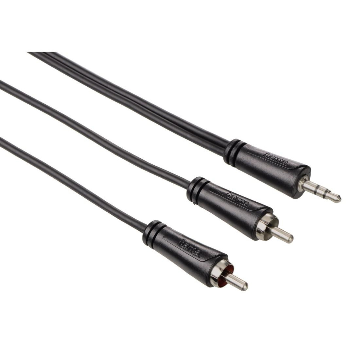 Аудио кабел HAMA 122297, 3.5 mm жак мъжко - 2 x Чинч мъжко, 5м, Черен