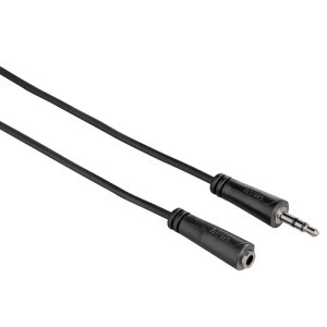 Аудио удължителен кабел HAMA 122313,  3.5 мм жак мъжко - 3.5 мм жак женско, 1.5м, Черен