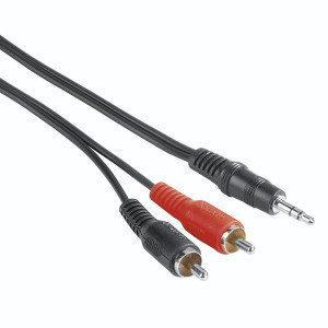 Аудио кабел HAMA 205106, 3,5 mm жак мъжко - 2 x Чинч мъжко, 2м, Черен
