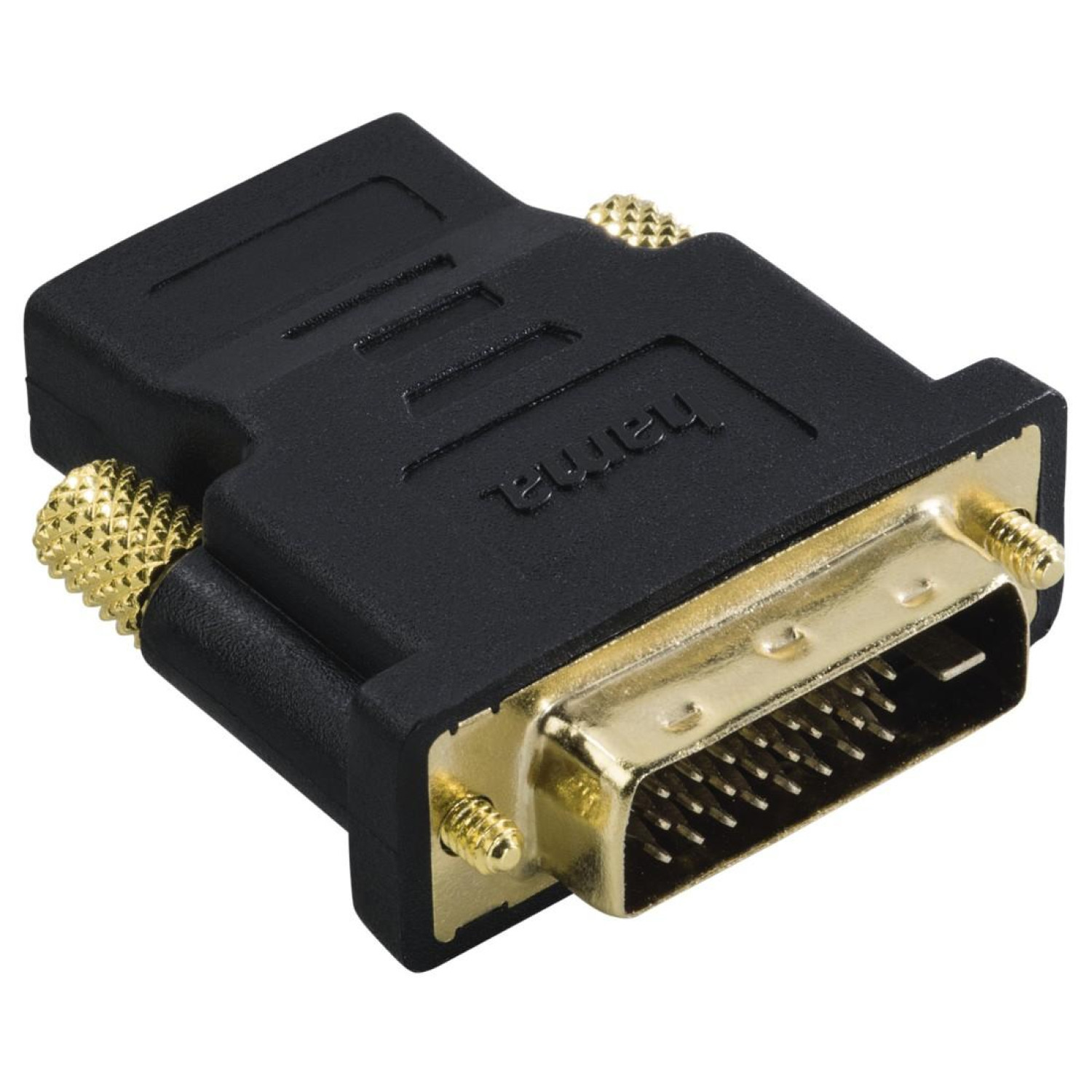 Адаптер HAMA 34035, DVI мъжко - HDMI женско, Позлатени конектори, Екраниран, 3 Stars, Черен