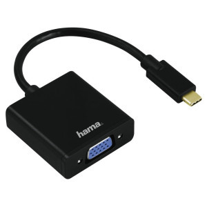 Адаптер HAMA 135727, USB-C мъжко - VGA женско, Full HD, 3 звезди, Позлатени конектори, Черен