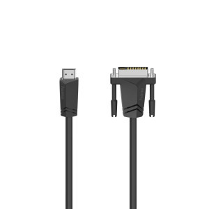 Кабел HAMA 205018, HDMI мъжко - DVI/D мъжко, 1.5 м, Екраниран, Черен