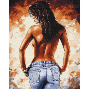 Рисуване по номера Момиче с джинси, с подрамка, 40х50 см.
