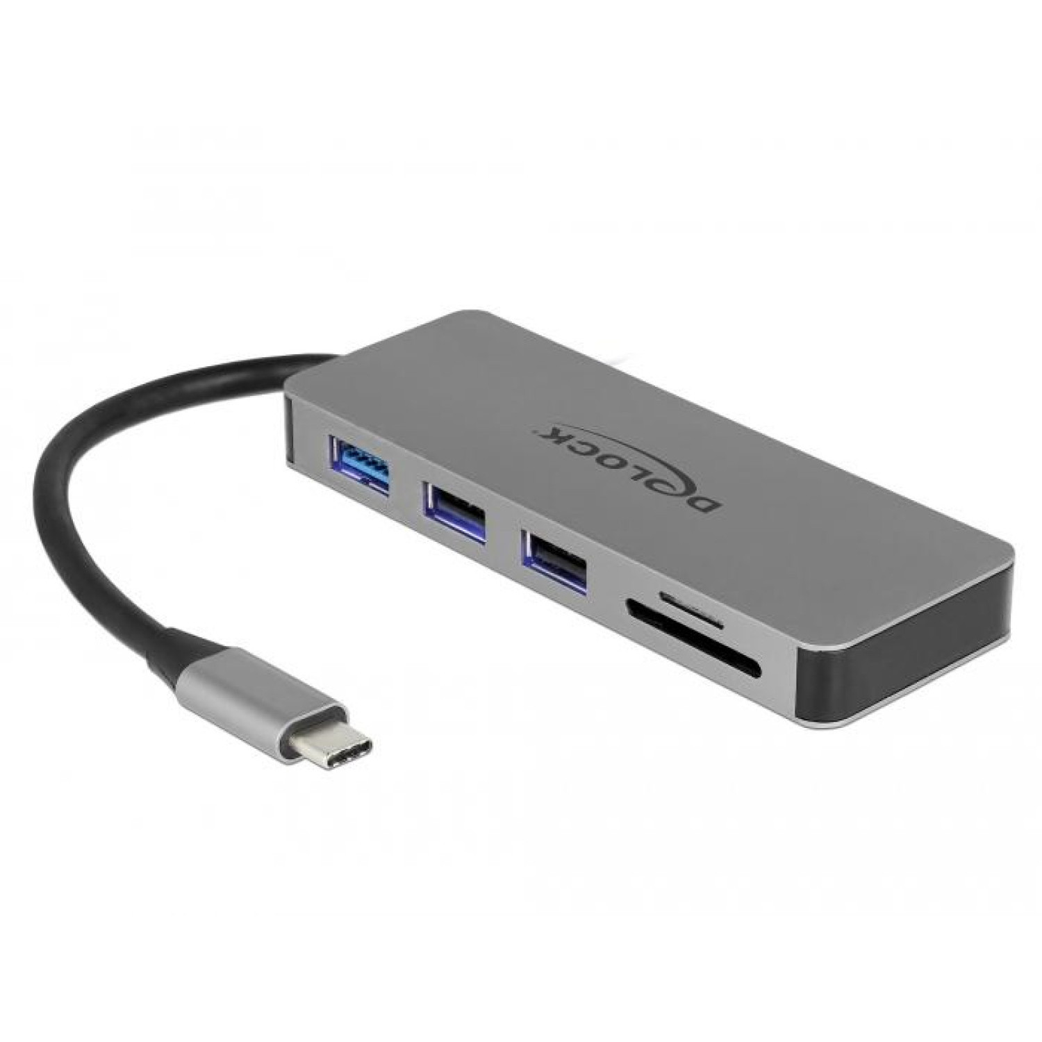 Докинг станция Delock USB-A, USB-C, HDMI, SD, Micro SD, PD, 4K, Подсветка, Сив