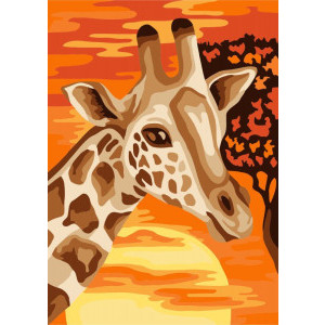 Рисуване по номера Жираф в Савана, с подрамка, 13х16.5 см.