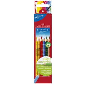 Цветни моливи Faber-castell Grip, акварелни, 6 цвята