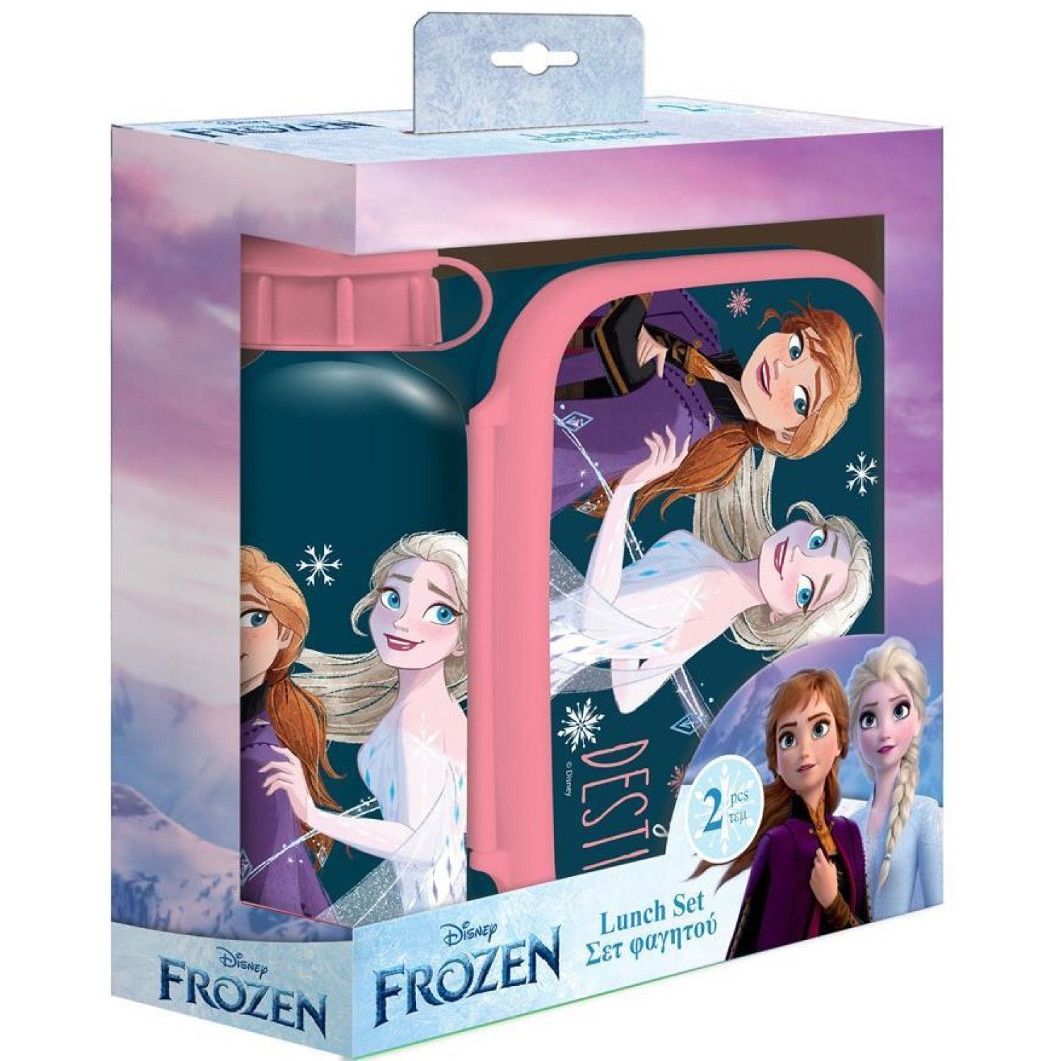 Комплект кутия за храна и алуминиева бутилка Frozen