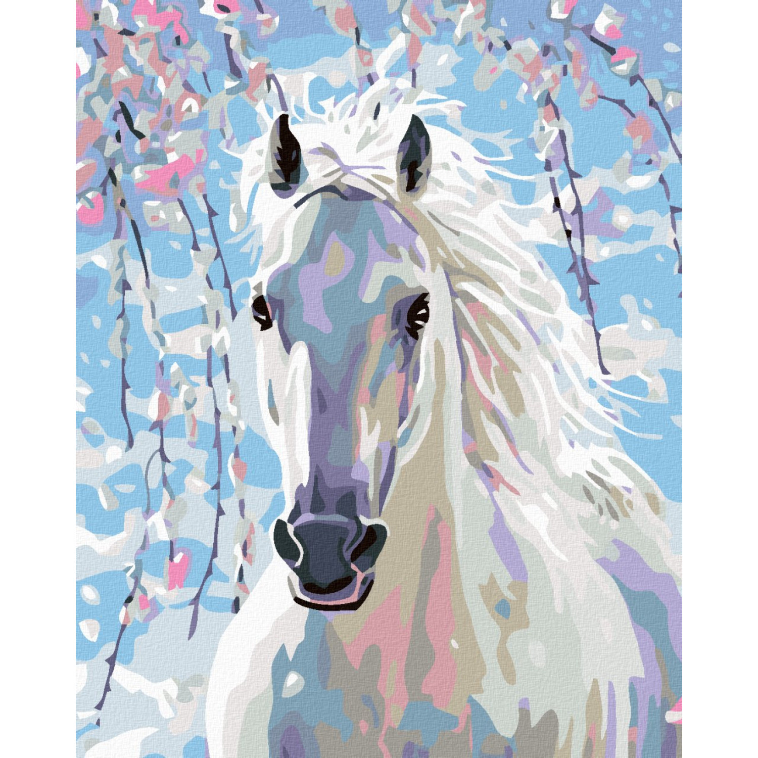 Рисуване по номера Бял кон, с подрамка, 40х50 см.