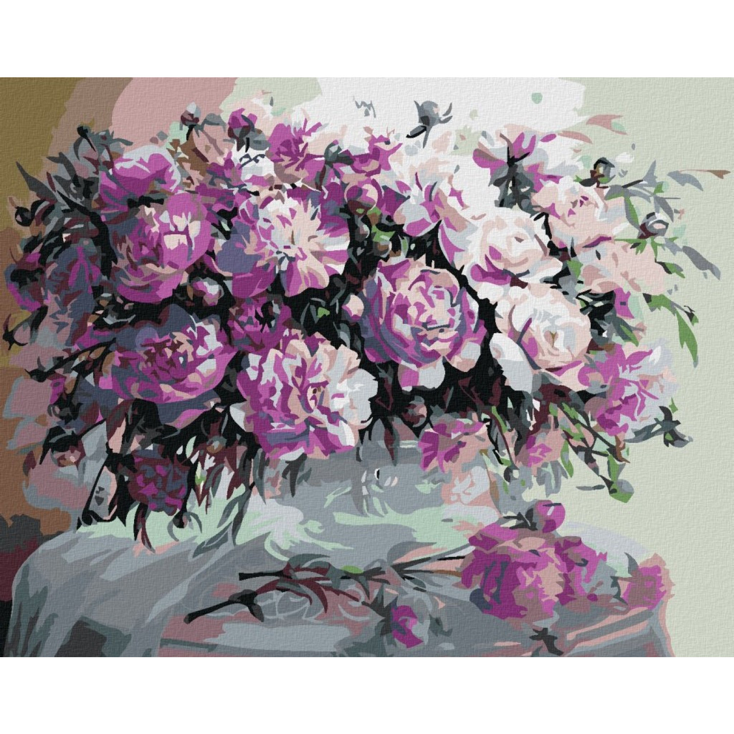 Рисуване по номера Букет от розови божури, с подрамка, 40х50 см.