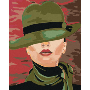 Рисуване по номера Жена със зелена шапка, с подрамка, 40х50 см.