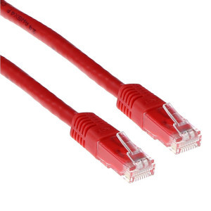 Мрежов пач кабел ACT U/UTP, CAT 6, RJ-45 - RJ-45, 1 m, Медни проводници, Червен, Булк опаковка