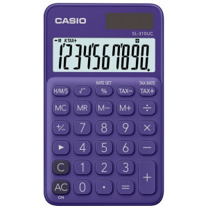 Калкулатор Casio SL-310UC, джобен, 10 dgt, лилав