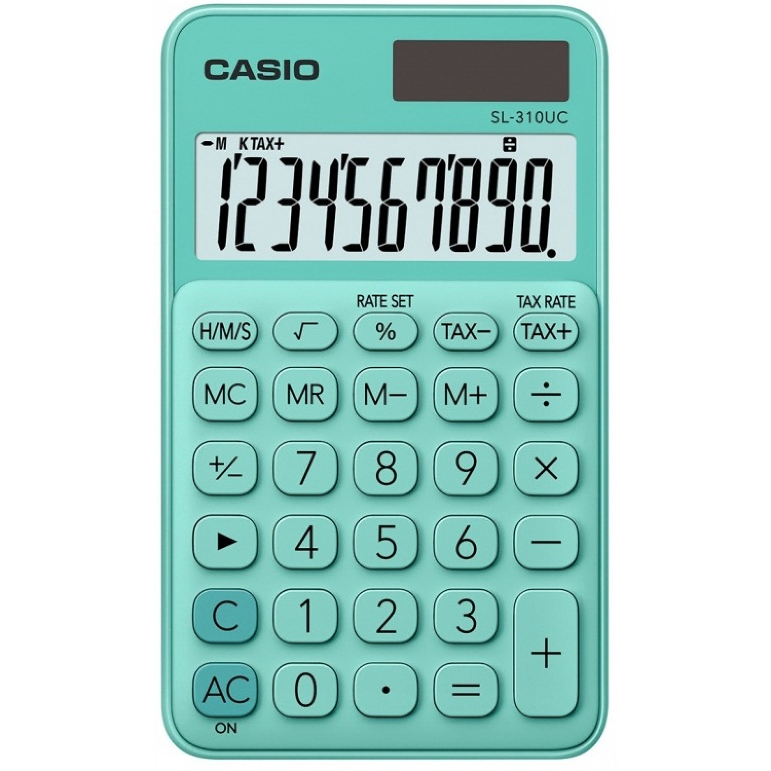 Калкулатор Casio SL-310UC, джобен, 10 dgt, зелен