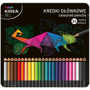 Цветни моливи Kidea, 24 цвята, метална кутия