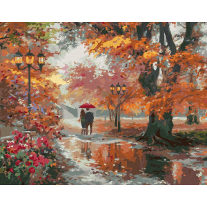 Рисуване по номера Двойка под дъжда (Абрахам Хънтър), с подрамка, 40х50 см.