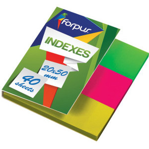 Цветни индекси Forpus PVC, 20х50 мм, 3 цвята, правоъгълни