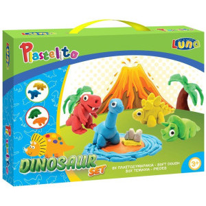 Комплект пластилин Luna, 6 цвята с формички, Dinosaurs
