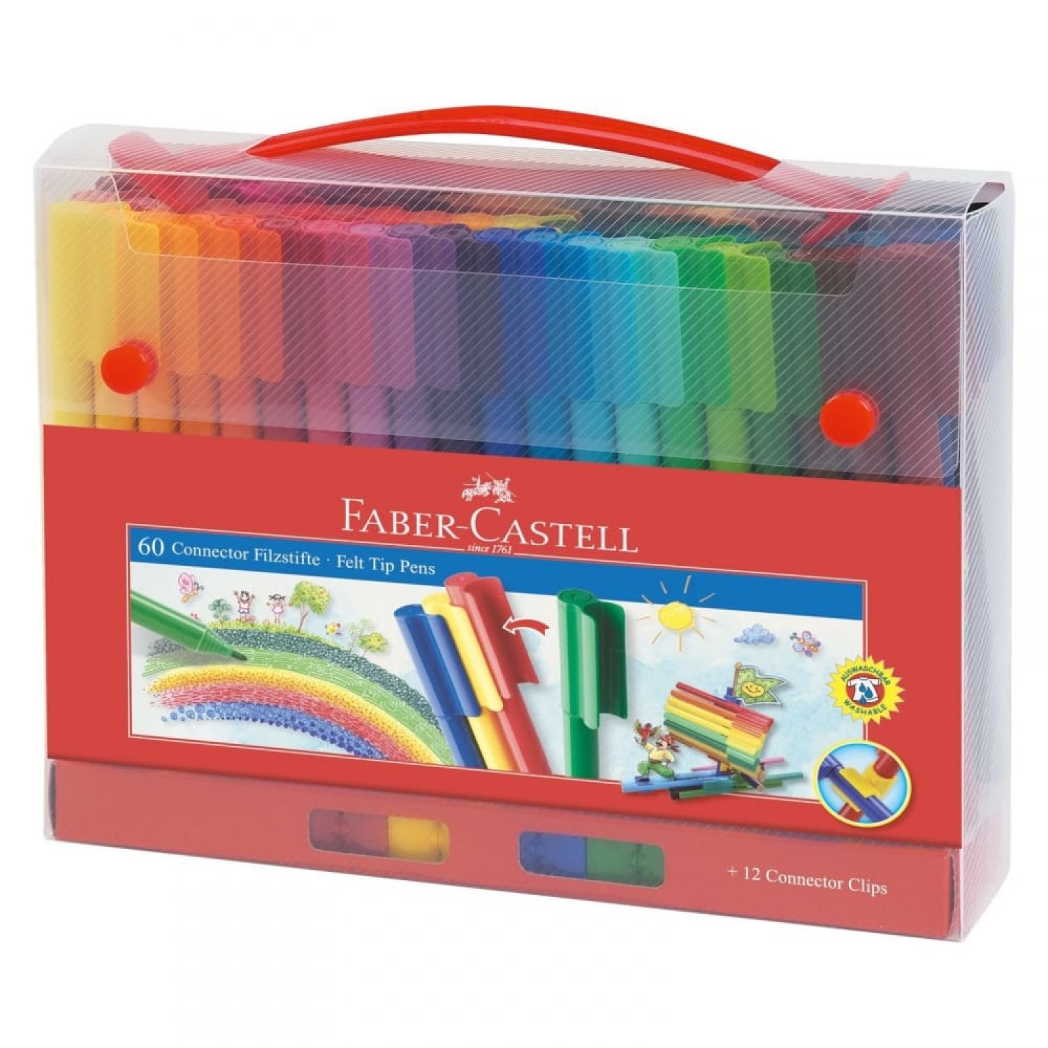 Флумастери Faber-Castell Connector, 60 цвята