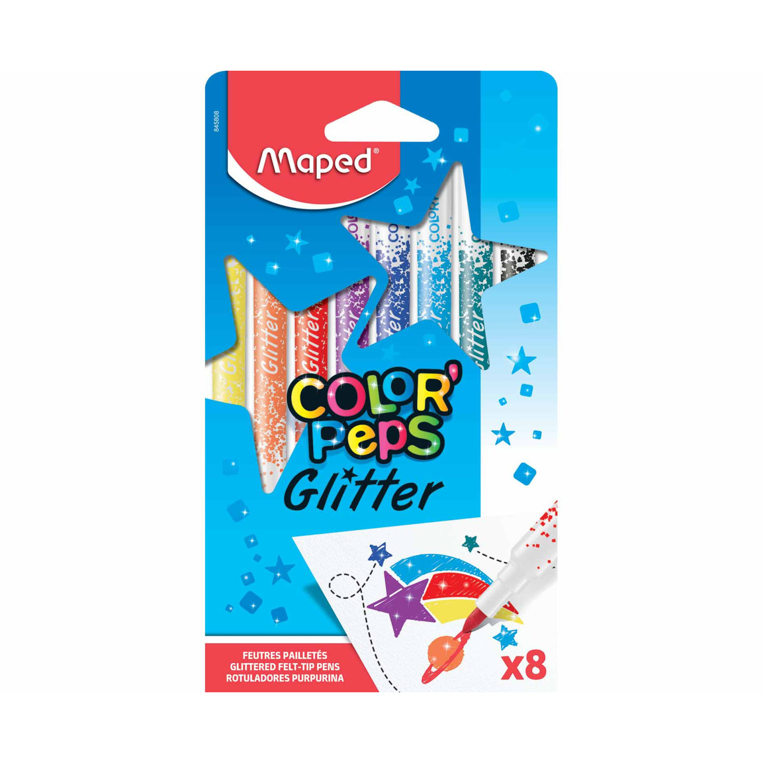Флумастери Maped Color Peps Glitter, 8 цвята