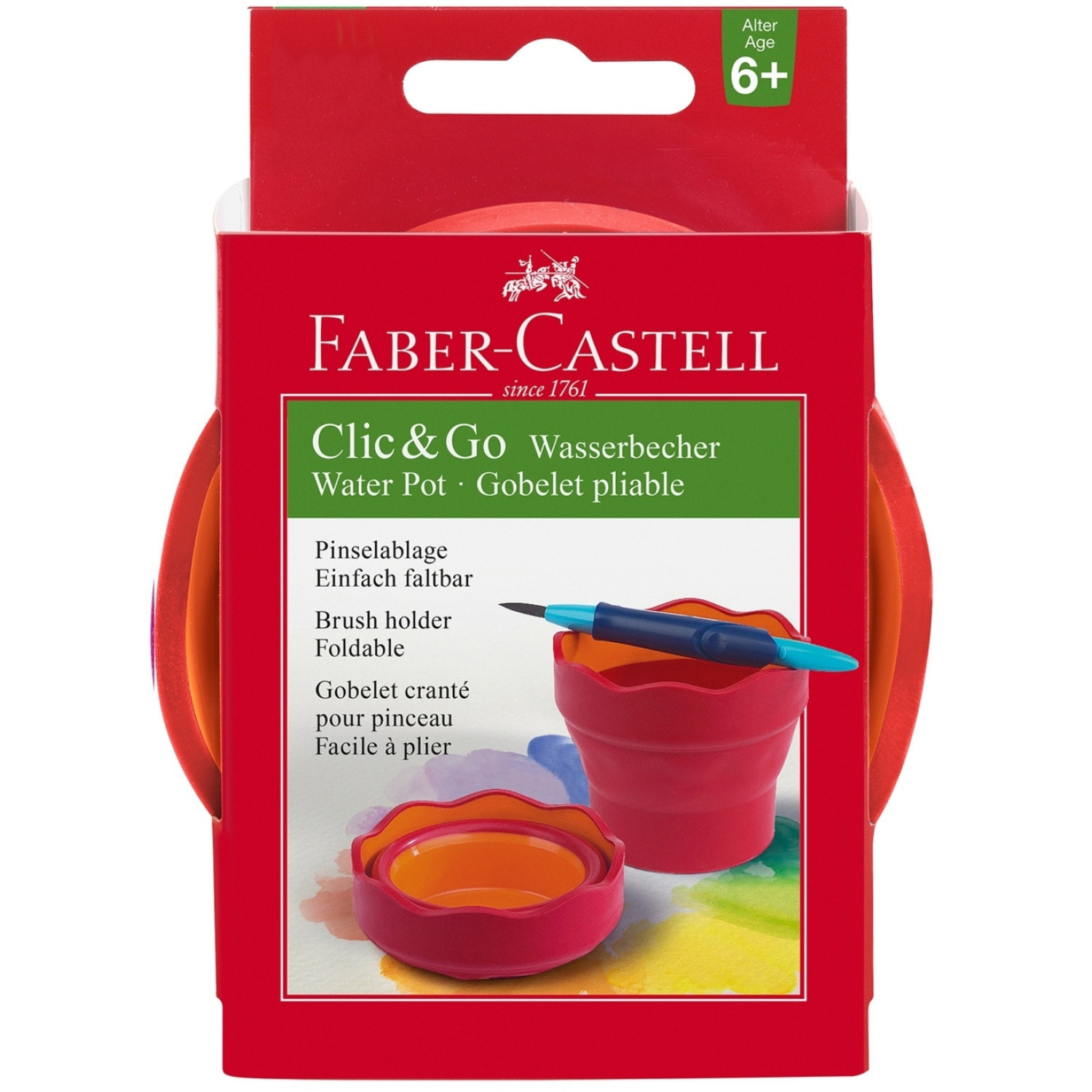 Сгъваема чаша за рисуване Faber-castell, червена