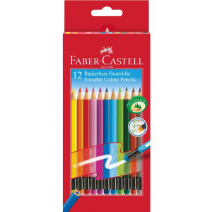 Цветни моливи Faber-castell, изтриваеми, 12 цвята