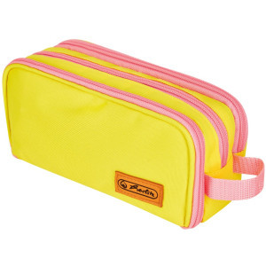 Несесер Herlitz Neon Yellow/Light Pink, 3 ципа, празен, 50043743
