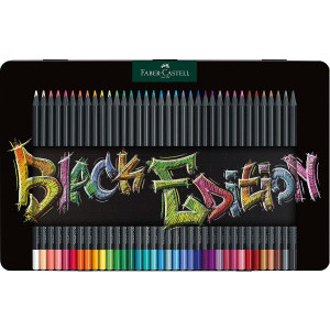Цветни моливи Faber-Castell Black Edition, метална кутия, 36 цвята